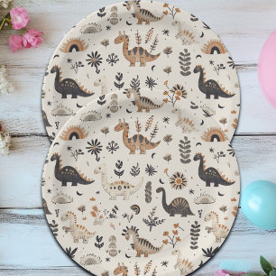 Boho Jungle Dinosaur Pattern Birthday Paper Plate