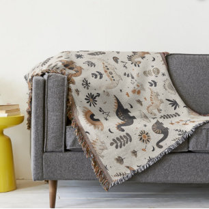 Boho Jungle Dinosaur Pattern Throw Blanket
