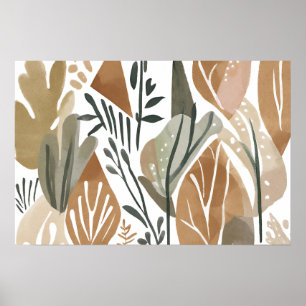 Boho jungle Leaf Botanical art style Simple Modern Poster