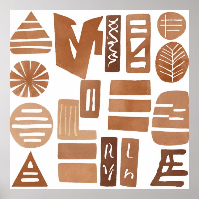 Boho jungle Leaf Botanical art style Simple Modern Poster (Front)