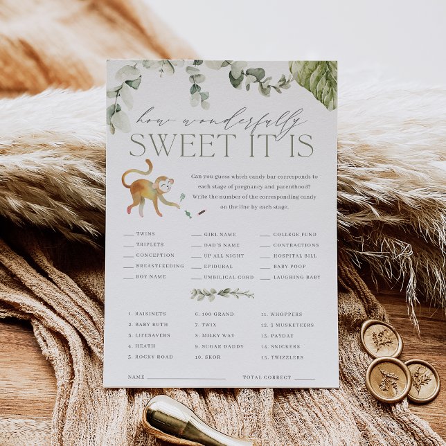 Boho Jungle Safari Baby Shower Candy Game Card (Creator Uploaded)