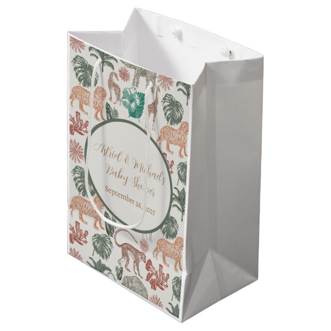 Boho Jungle Safari Baby Shower  Medium Gift Bag (Front Angled)