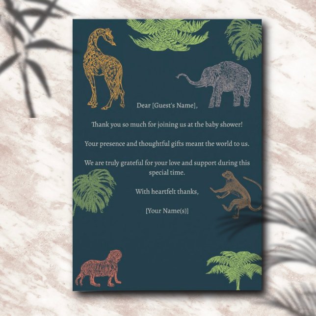Boho Jungle Safari Boy Baby Shower Thank You Card (Creator Uploaded)