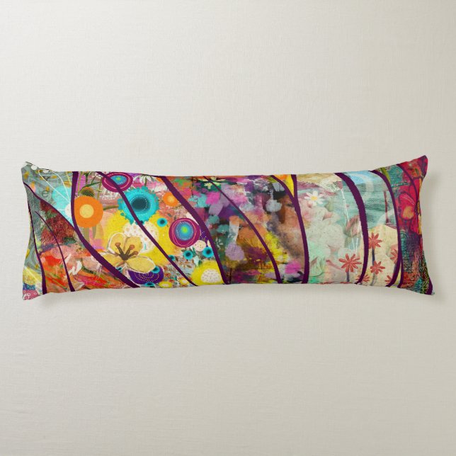 Boho Kaleidoscope - Nature Inspired Floral Art -  Body Cushion (Back)