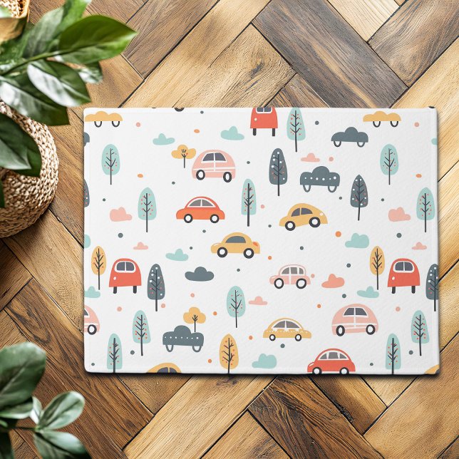 Boho Kids Cars, Trees & Clouds Pattern Doormat (Creator Uploaded)