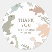 Boho Kids Dinosaur-Theme Birthday Thank You 