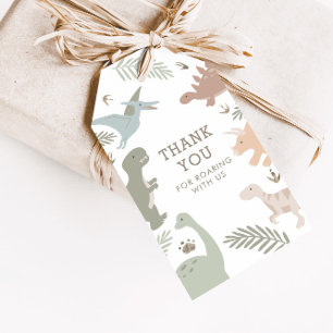 Boho Kids Dinosaur-Theme Birthday Thank You Tags