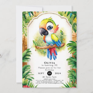 Boho Kids Parrot Birthday Invitation