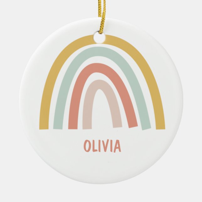 Boho Kids Rainbow Ceramic Tree Decoration (Front)