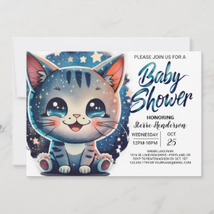 Boho Kitten Digital Baby Shower Invitation