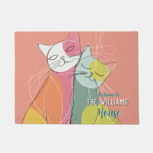 Boho Kittens Cat Mum Dad Housewarming Gift Doormat