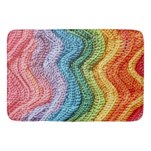 Boho Knit Striped Colorful, Cozy & Artisanal Vibes Bath Mat