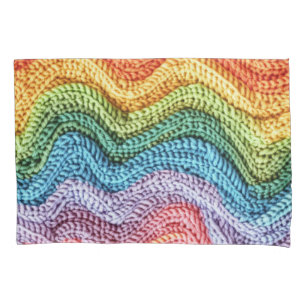 Boho Knit Striped Colourful, Cosy & Artisanal Vibe Pillowcase