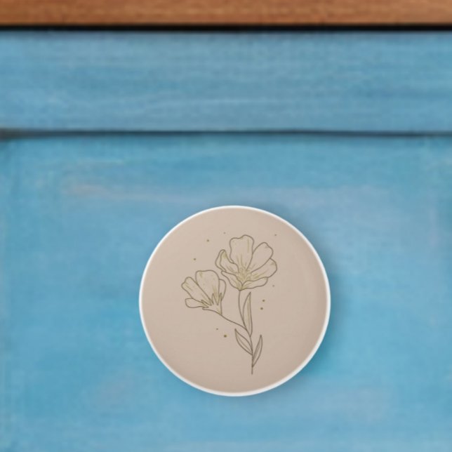 Boho knob flat ceramic knob with wildflower (Creator Uploaded)