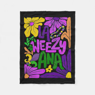 Boho La Weezy Ana Mardi Gras Coquette Bow Louisian Fleece Blanket