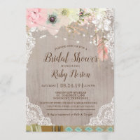 Boho Lace Lights & tribal feather Bridal Shower