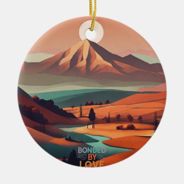 Boho landscape  ceramic tree decoration (Front)