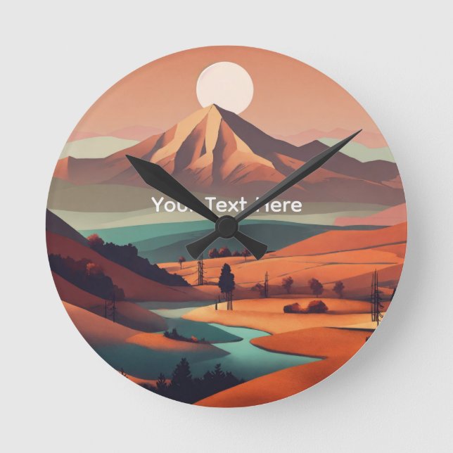 Boho landscape  round clock (Front)