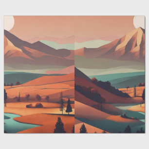 Boho landscape   wrapping paper