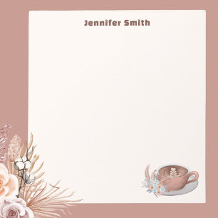 Boho Latte With Flowers Personalised Notepad