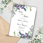 Boho Lavender Eucalyptus Elegant Modern QR code Save The Date<br><div class="desc">An elegant lavender and eucalyptus wedding save the date with QR code for your wedding website on the back side.</div>