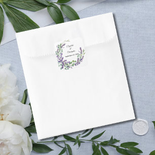 Boho Lavender Eucalyptus Wedding Square Sticker