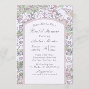 Boho Lavender Floral Damask Summer Bridal Shower Invitation