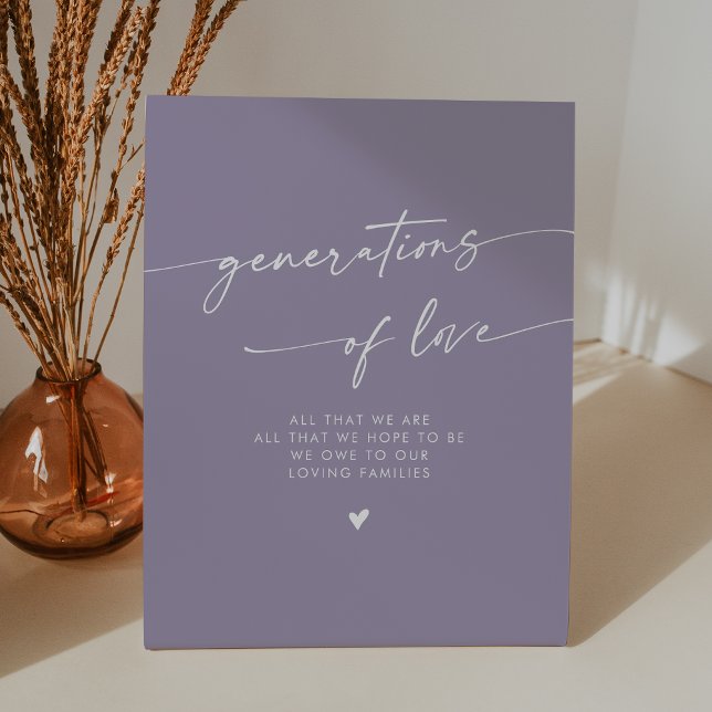Boho Lavender Purple Generations of Love Wedding Pedestal Sign (Creator Uploaded)