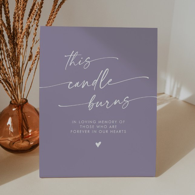 Boho Lavender Purple This Candle Burns Memorial Pedestal Sign (Creator Uploaded)