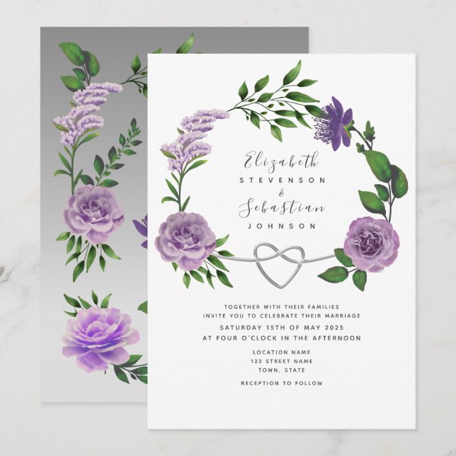 Boho Lavender Purple Wedding Invitation (Front/Back)
