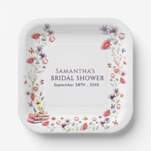 Boho Lavender Wildflower New Chapter Bridal Shower Paper Plate