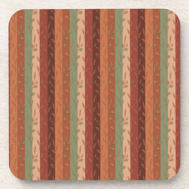 Boho Leaf Pattern Rustic Home Decor  Coaster (Front)