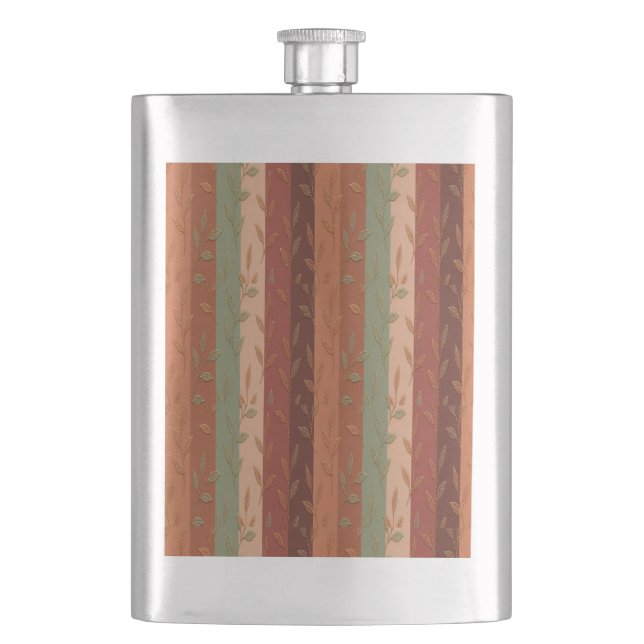 Boho Leaf Pattern Rustic Home Decor  Hip Flask (Front)
