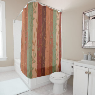 Boho Leaf Pattern Rustic Home Decor  Shower Curtain