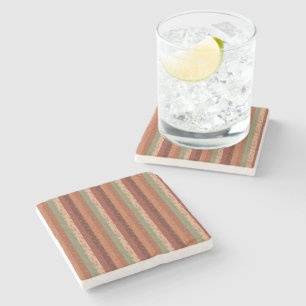 Boho Leaf Pattern Rustic Home Decor Stone Coaster