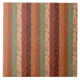 Boho Leaf Pattern Rustic Home Decor  Tile