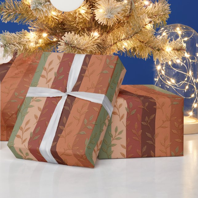 Boho Leaf Pattern Rustic Home Decor  Wrapping Paper (Holidays)