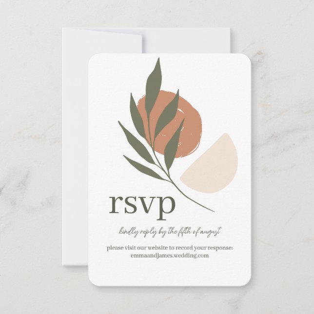 Boho Leafy Response RSVP Wedding Site Card (Front)