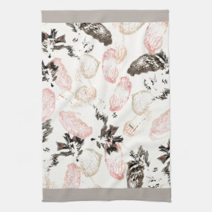 Boho Leaves and Feathers Full Print Kitchen Towel