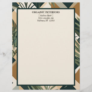 Boho Leaves and Geometric Shapes Custom Letterhead