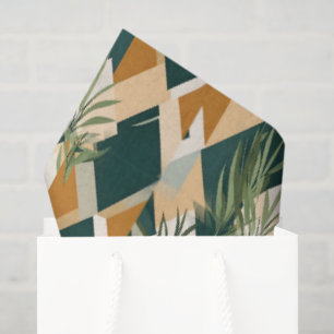 Boho Leaves and Geometric Shapes Tissue Paper