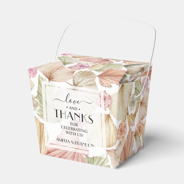 Boho Leaves and Roses  Favour Box (Front Side)