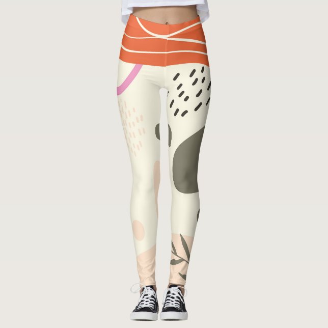 Boho leaves art Spiral Photo Notebook Leggings (Front)