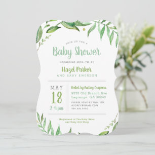 Boho Leaves Baby Shower Invitation