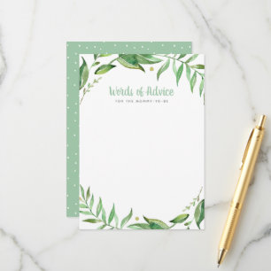 Boho Leaves Baby Shower Words of Advice Card