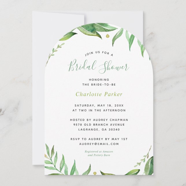 Boho Leaves Bridal Shower Invitation (Front)