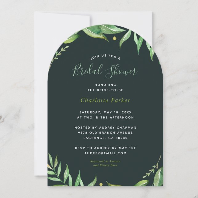 Boho Leaves Bridal Shower Invitation (Front)
