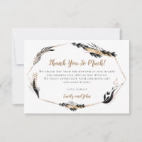 Boho Leaves & Feathers Gold Geometric/Your Photo