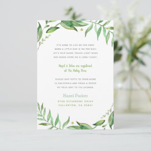 Boho Leaves Long Distance Baby Shower Insert