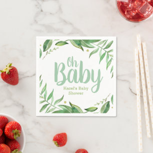 Boho Leaves Personalised Baby Shower Napkin